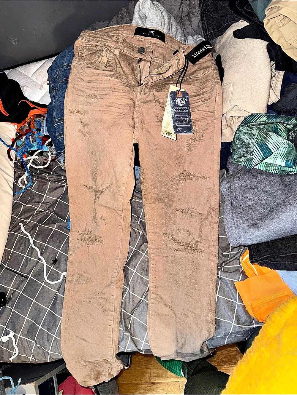 Jordan Craig Legacy Edition Boys Khaki Distressed Jeans Edition Slim Jeans in